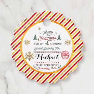 Personalized Special Delivery North Pole Santa Favor Tags