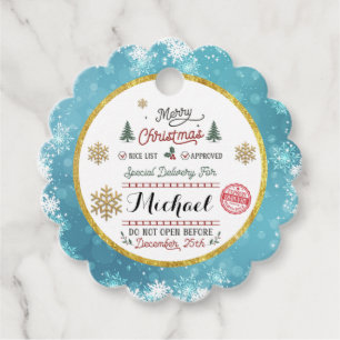 Personalized Special Delivery North Pole Santa Favor Tags