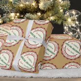 30x15' Kraft White Name North Pole From Santa Wrapping Paper, Zazzle