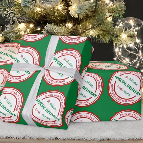 Personalized Special Delivery Santas Workshop Wrapping Paper