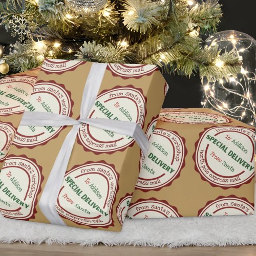 Personalized Special Delivery Santas Workshop Wrapping Paper