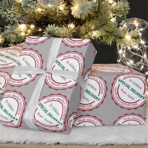 Personalized Special Delivery Santas Workshop Wrapping Paper