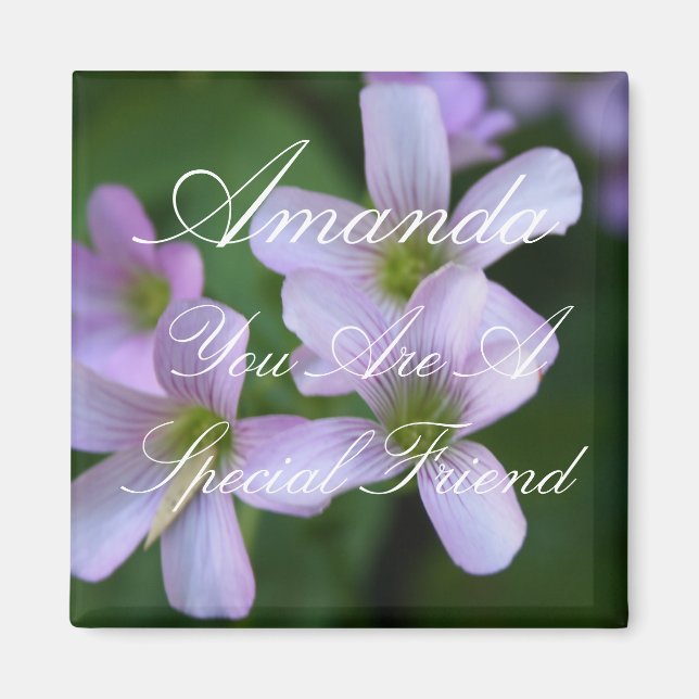 Personalized Special Friend Purple Flowers Magnet (Front)