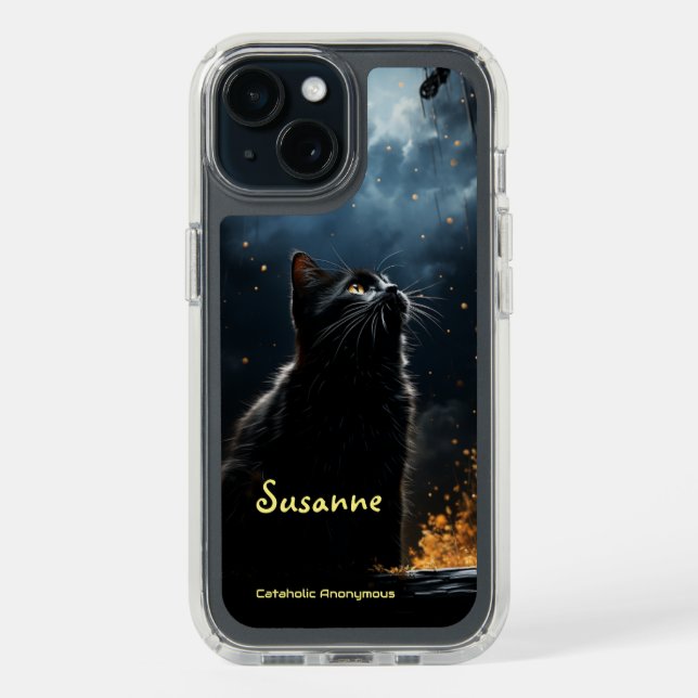 Personalized Speck iPhone 15 Case for Kitten Lover (Front (Black))