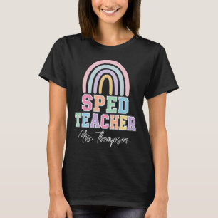 Personalized SPED Teacher Rainbow Name Pastel Arts T-Shirt