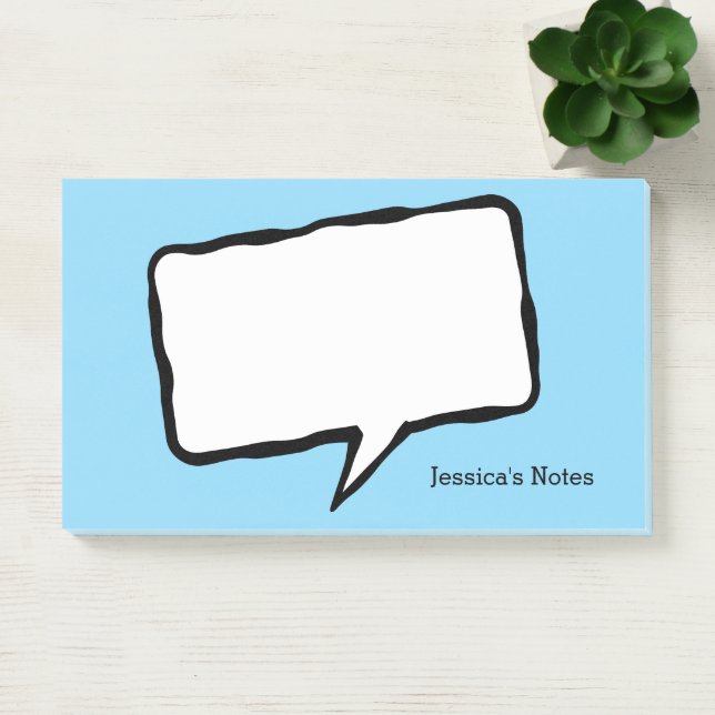 Personalized speech bubble blue Post-it® notes (Office)