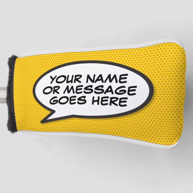 Personalized Speech Bubble Comic Book Golf Head Cover (Front)