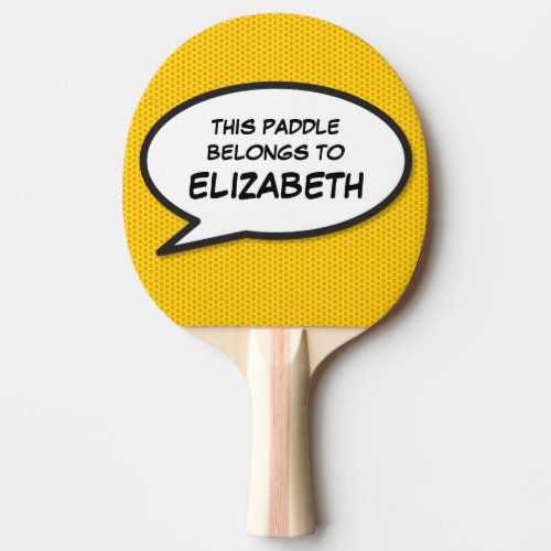 Personalized Speech Bubble Comic Book Ping Pong Paddle