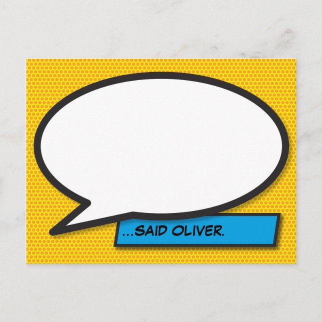 Personalized Speech Bubble Fun Comic Book Postcard (Front)