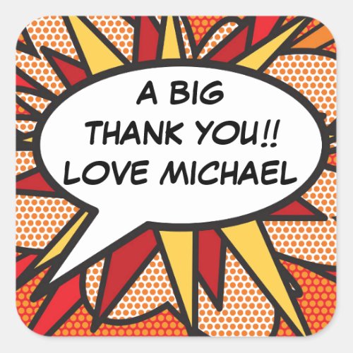 Personalized Speech Bubble Fun Modern Comic Book Square Sticker