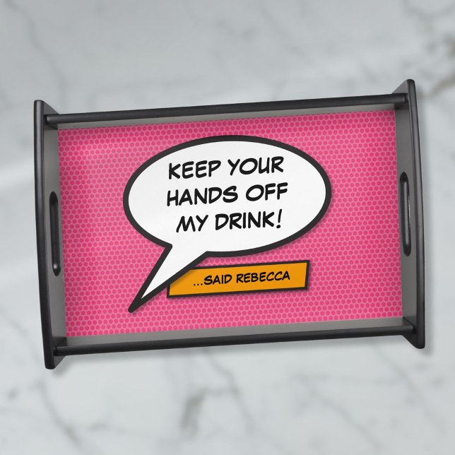 Personalized Speech Bubble Fun Pink Comic Book Serving Tray (Personalized Speech Bubble Fun Pink Comic Book Serving Tray)