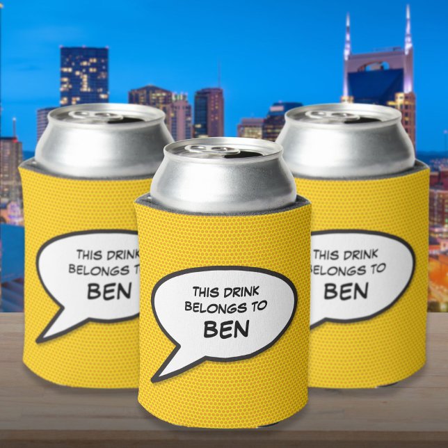 Personalized Speech Bubble Funny Comic Book Can Cooler (Personalized Speech Bubble Funny Comic Book Can Cooler)