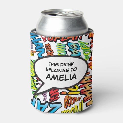 Personalized Speech Bubble Funny Modern Colorful Can Cooler