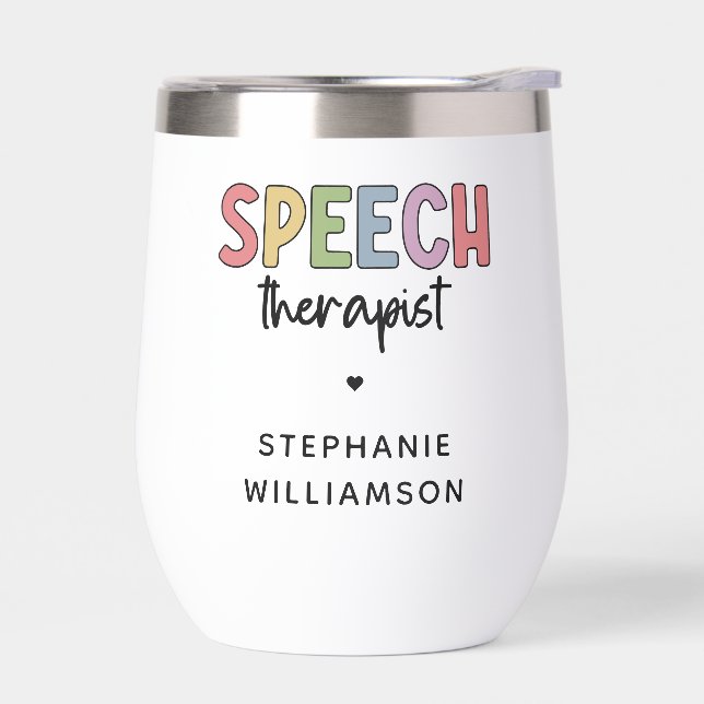 Personalized Speech Therapist SLP Thermal Wine Tumbler (Left)