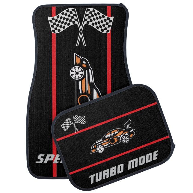 Personalized Speed Thrill Racing Car Floor Mat (Set)