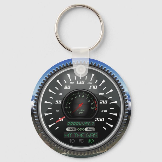 Personalized Speedometer Hit the Gas Keychain (Front)