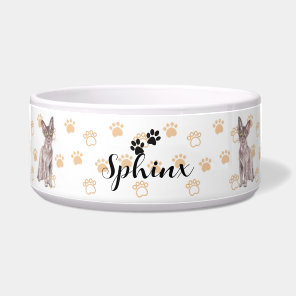Personalized Sphinx Cat Bowl with Name & Breed