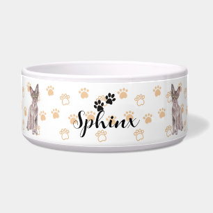 Personalized Sphinx Cat Bowl with Name & Breed 