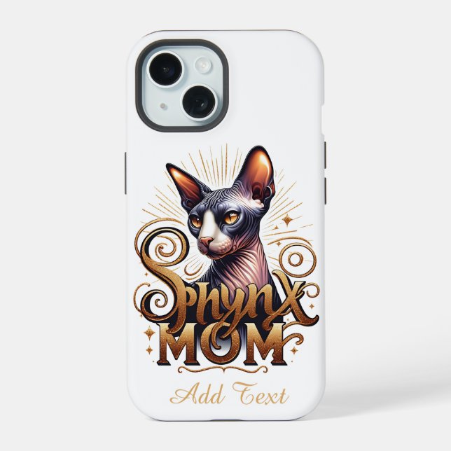 Personalized Sphynx Cat Mom Mother's Day  iPhone 15 Case (Back)