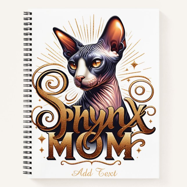 Personalized Sphynx Cat Mom Mother's Day  Notebook (Front)