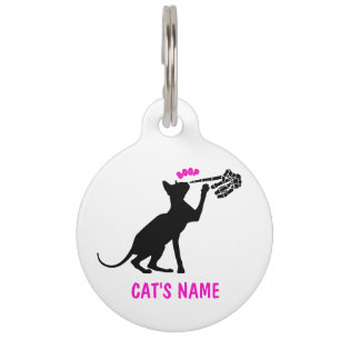 Personalized Sphynx Cat Skeleton Hand Nose Boop Pet ID Tag