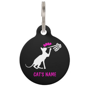 Personalized Sphynx Cat Skeleton Nose Boop Pet ID Tag