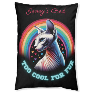 Personalized Sphynx Cat 'Too Cool' Black  Pet Bed