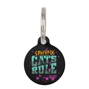 Personalized 'Sphynx Cats Rule' Vibrant Pop Art Pet ID Tag