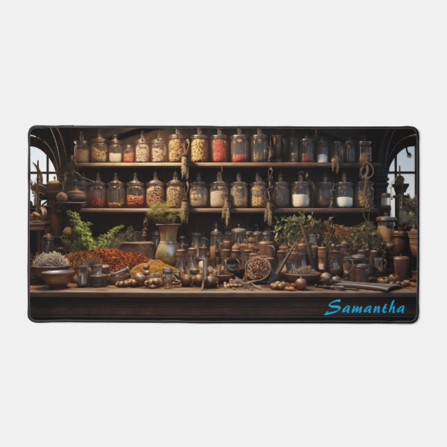 Personalized Spice Shop Counter Desk Mat (Front)