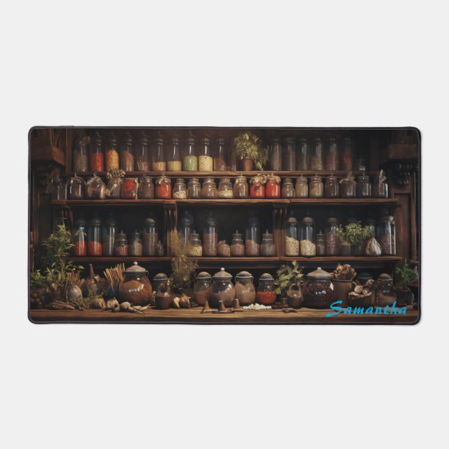 Personalized Spice Shop Counter Desk Mat (Front)
