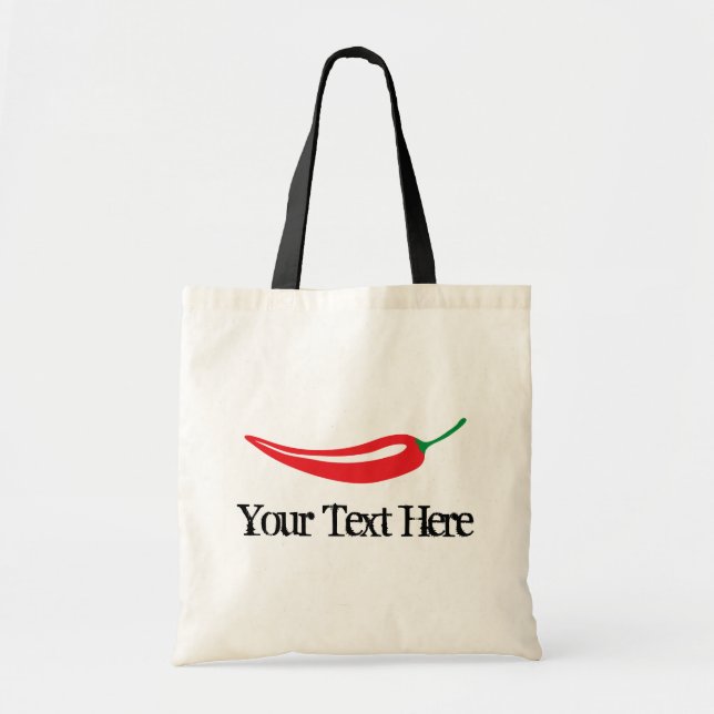Personalized spicy hot red chili pepper tote bag (Front)