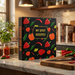 Personalized Spicy Recipe Binder with Hot Peppers