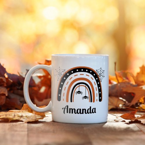 Personalized Spider Rainbow Halloween Coffee Mug