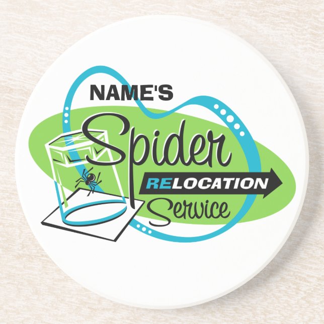 PERSONALIZED Spider Relocation Service Sandstone Coaster (Front)