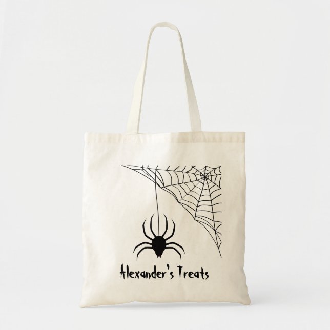 Personalized Spider Web Halloween Treat Bag (Front)
