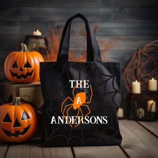 Personalized Spider Web with Family Name Tote Bag