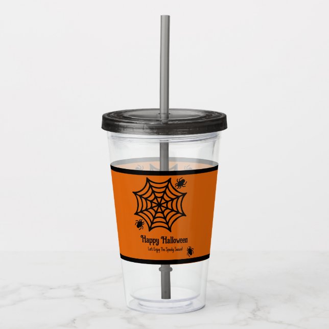 Personalized Spiderweb Halloween Acrylic Tumbler (Front)