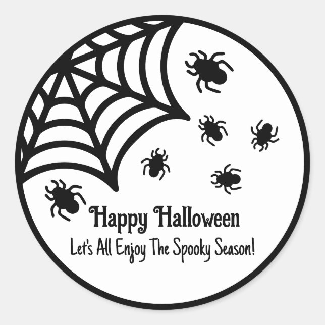 Personalized Spiderweb Halloween Classic Round Sticker (Front)