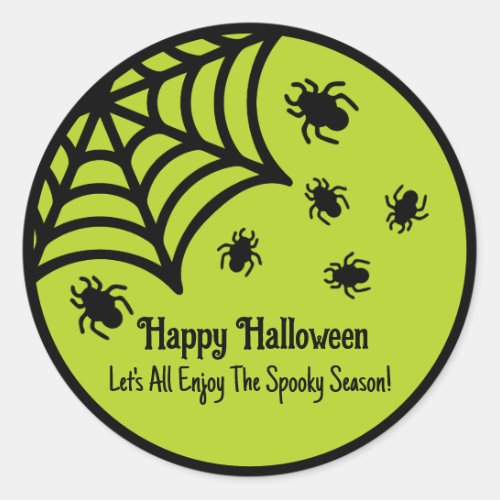 Personalized Spiderweb Halloween Classic Round Sticker