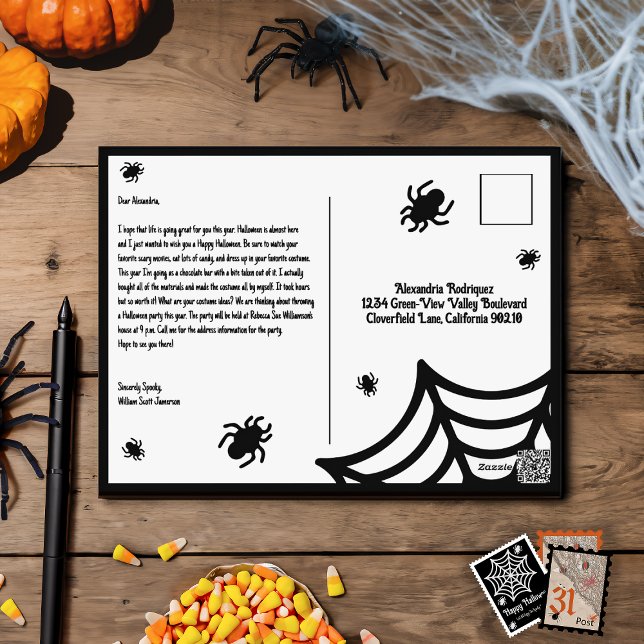 Personalized Spiderweb Halloween Holiday Postcard (Creator Uploaded)