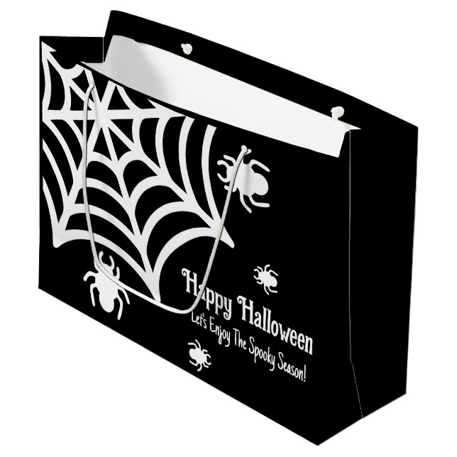 Personalized Spiderweb Halloween Large Gift Bag (Front Angled)