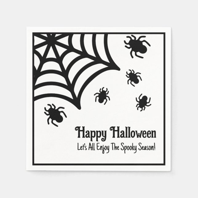 Personalized Spiderweb Halloween Napkins (Front)