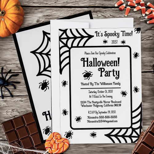 Personalized Spiderweb Halloween Party Invitation