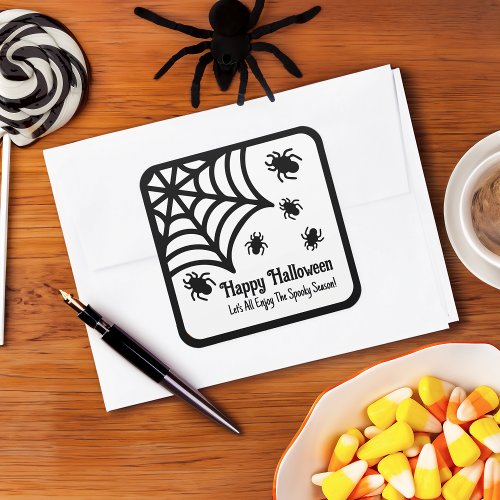 Personalized Spiderweb Halloween Square Sticker