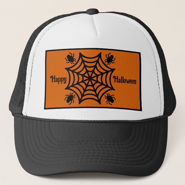 Personalized Spiderweb Halloween Trucker Hat (Front)