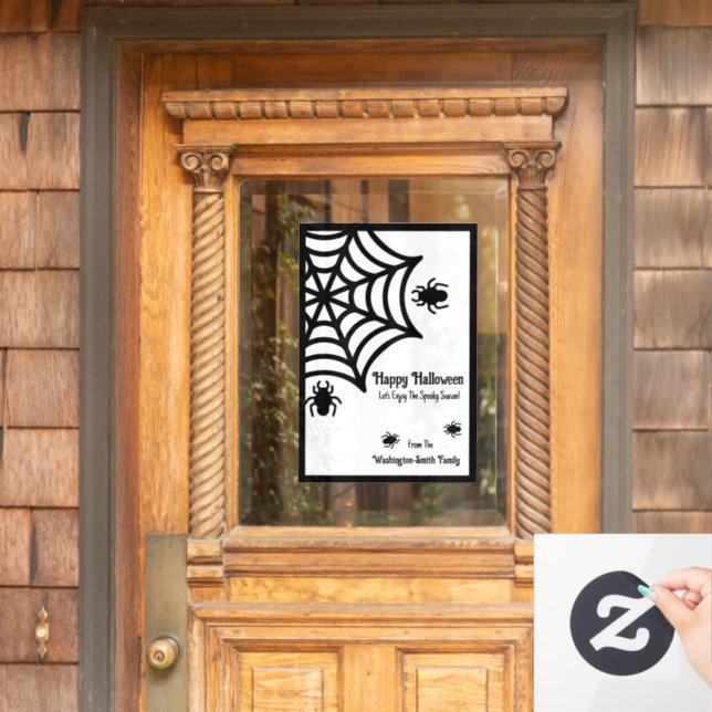 Personalized Spiderweb Halloween Window Cling (Home Door)