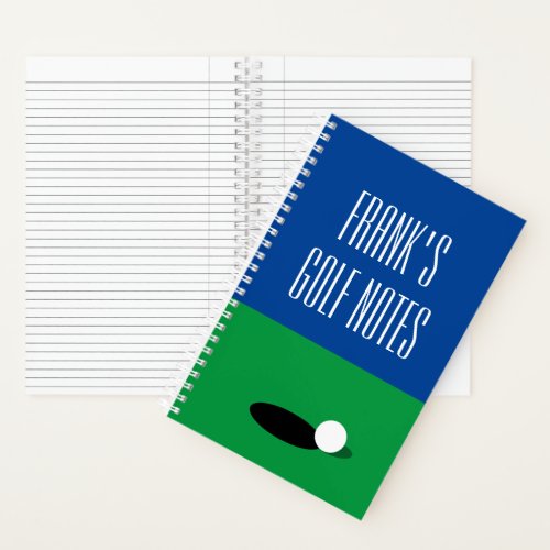 Personalized spiral notebook for golf player