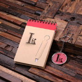 Personalized Spiral Notebook & Key Chain – Red (Top)