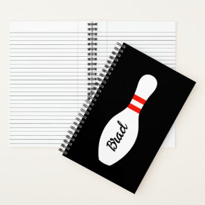 Personalized spiral notebook with bowling pin logo