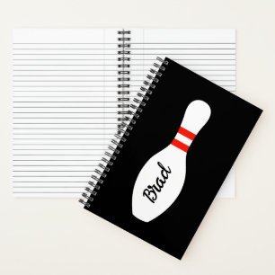 Personalized spiral notebook with bowling pin logo